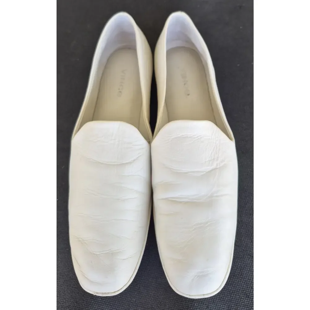 Vince Camuto Paz Leather Flat Slip-On Loafer in Off White Women's Size 6.5